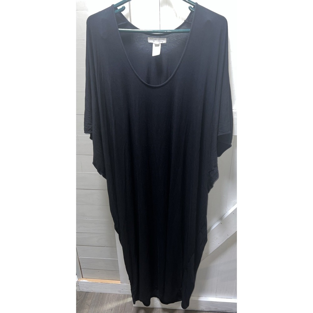 Barefoot Dreams Luxe Milk Jersey One Size Plus Kaftan Dress Black 179